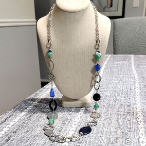 Ruby Rd. Elegant Silver Tone and Blue Modern Necklace 40"